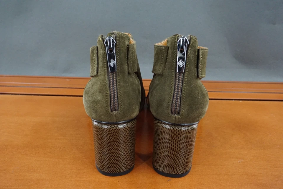 Sandalias de tacón Donald J Pliner Perra para mujer 9 verdes gamuza punta abierta zapatos informales Foto 4 de 4