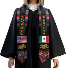 Custom Mexican Graduation Sash Mexican American Flag Grad Stoles Class Of 2025