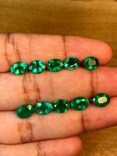 11cts 8x6mm Oval 10 Pieces Set Natural Vivid Green Emerald Zambia Loose Gemstone