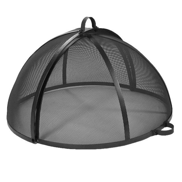 Outdoor Fire Pit Cooking Grill Metal Fire Pit Screen Cover Hinged
