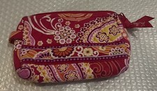 Maroon Pink Floral Paisley Vera Bradley Cosmetic Travel Zipper Makeup Bag