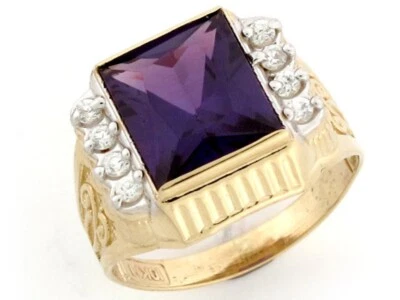 10k or 14k Gold Simulated Amethyst February Birthstone CZ Ring - Image 1 of 4