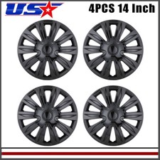 4x 14inch Black Lacquer Wheel Covers Snap On Full Hub Caps Fits R14 Tire Rim