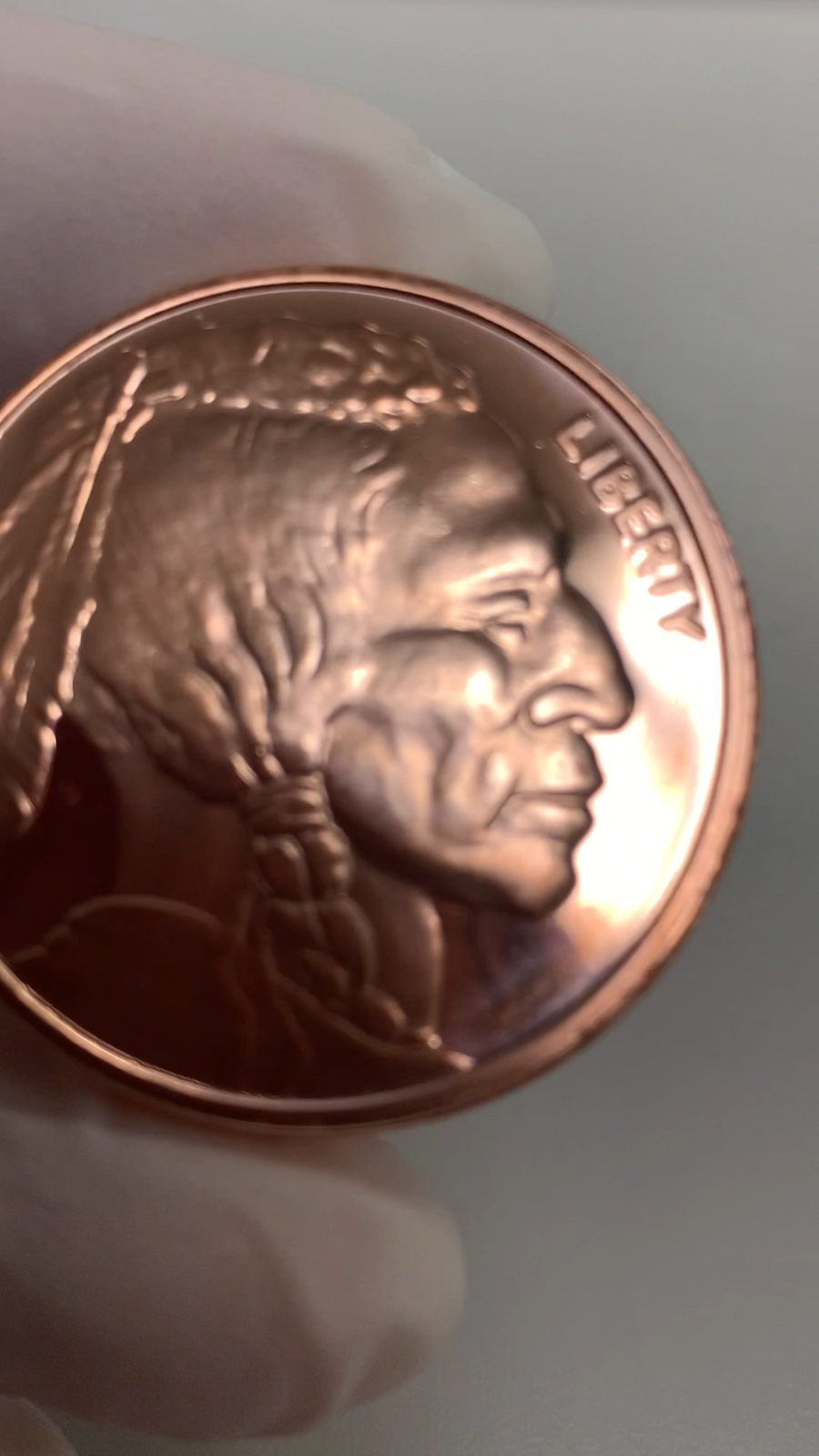 Buffalo Indian Round Coin Copper 1 AVDP Oz, .999 Pure Copper by