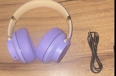 Bluetooth Over-Ear Kopfhörer ohrumschließend Lila/Beige inkl. USB-Ladekabel