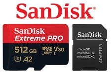 SanDisk Extreme PRO microSDXC UHS-I Card 512GB & SD Adapter SDSQXCD-512G-GN6MA