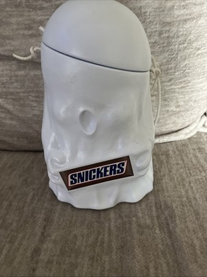 Vintage 1989 Mars Snickers Ghost Halloween Candy Bucket Pail Blow Mold With Lid
