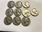 Lot Of 10 Five Washington 90% Silver Quarters #17309