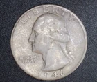 1946 D/D Double Die Error Washington Quarter 25c US Coin 90% Silver