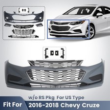Primed Front Bumper Cover Assembly Grille Grill Kit For 2016-2018 Chevy Cruze