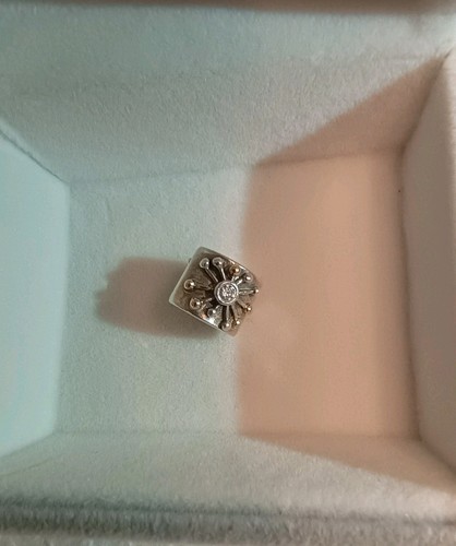 Retired Pandora Sterling Silver 14k Two Tone Desert Star CZ Bead Charm 790188CZ