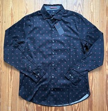 New Men s Ted Baker Black Soren Daisy Button Up Long Sleeve Shirt size XL NWT