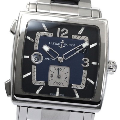 Ulysse Nardin 243 92 Quadrato Dual Time Date Automatic Men s Good Condition 8771