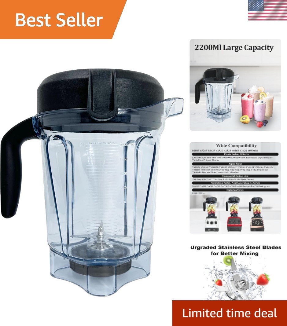 Durable 64oz Blender Pitcher with Stainless Steel Blades - P