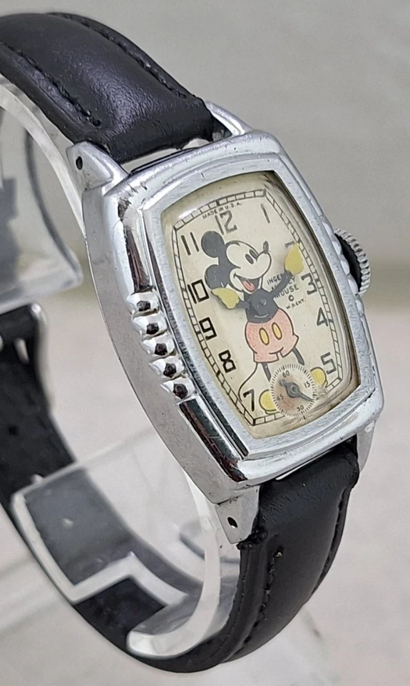 1930-е Ingersoll Mickey Mouse Часы Обслуживаемые и Носимые КРАСОТА 1939 - Изображение 2 из 4