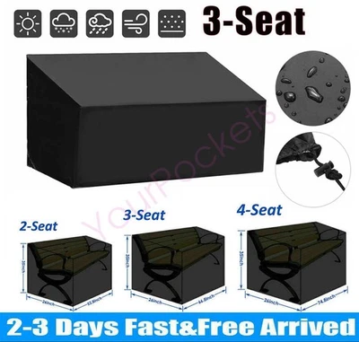 Heavy Duty Waterproof Outdoor Garden Bench Seat Cover For Furniture 2/3/4 Seater