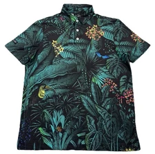 Sunday Swagger Performance Golf Polo Shirt Toucan Jungle AOP Men’s Small