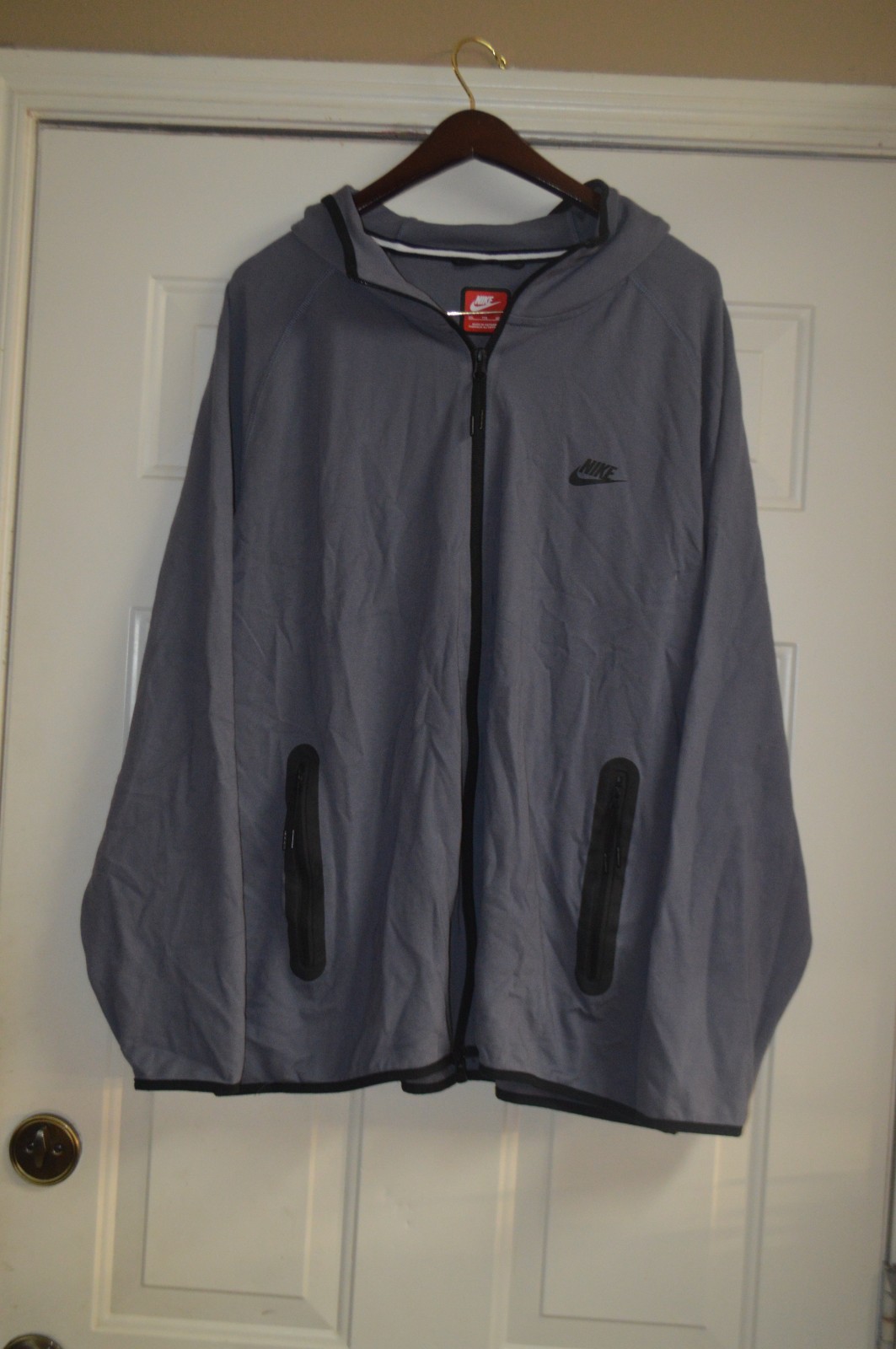 SACAI X NIKE Nike Tech Felpa con Cappuccio Uomo 2XL Grigio Maglia Leggera Full Zip Giacca Sportiva FD4501