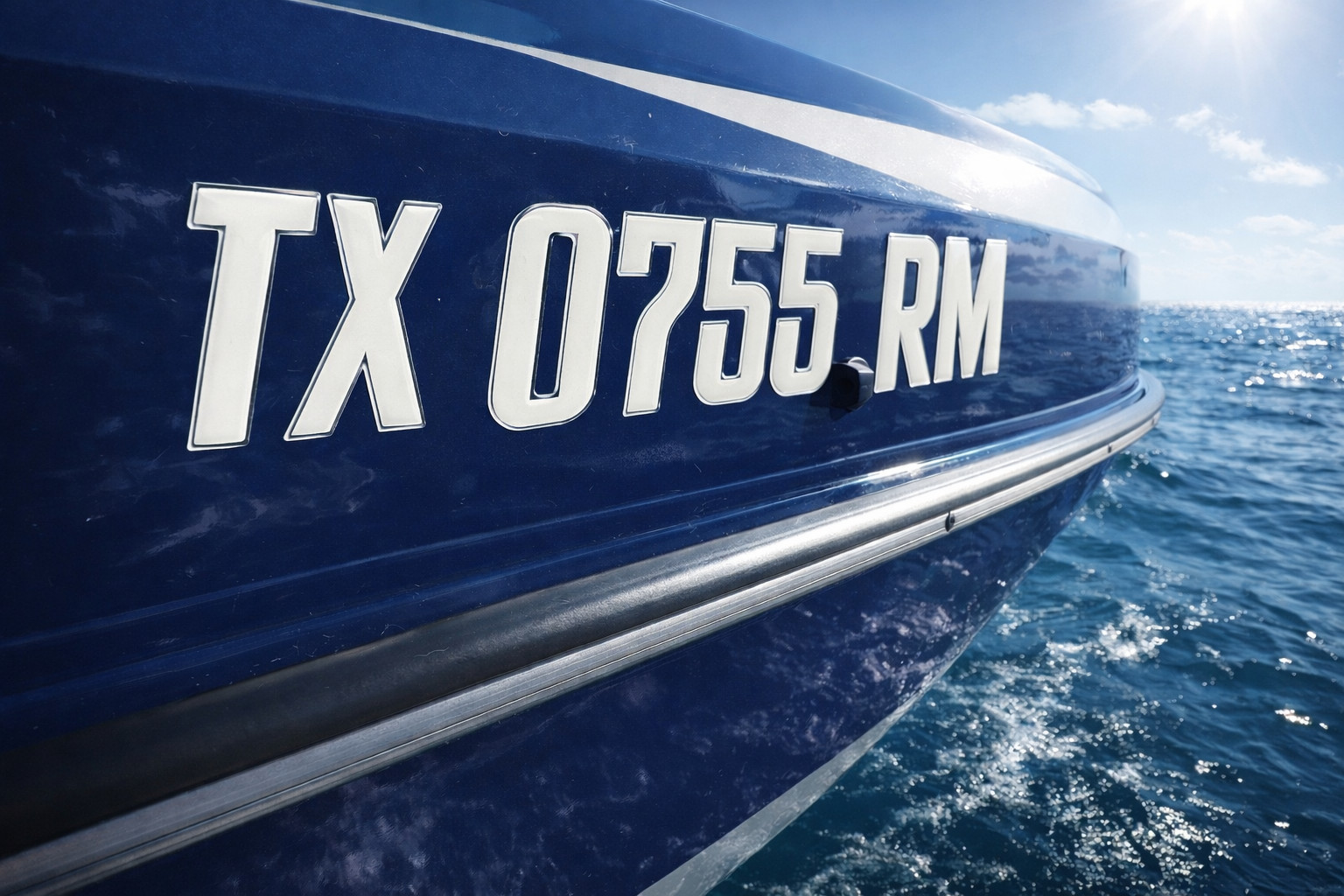 White Raised Domed Registration Numbers for Boat & Jet Ski