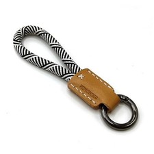 Handmade Cowhide Leather Short Keychain,Car Key Chain Black White