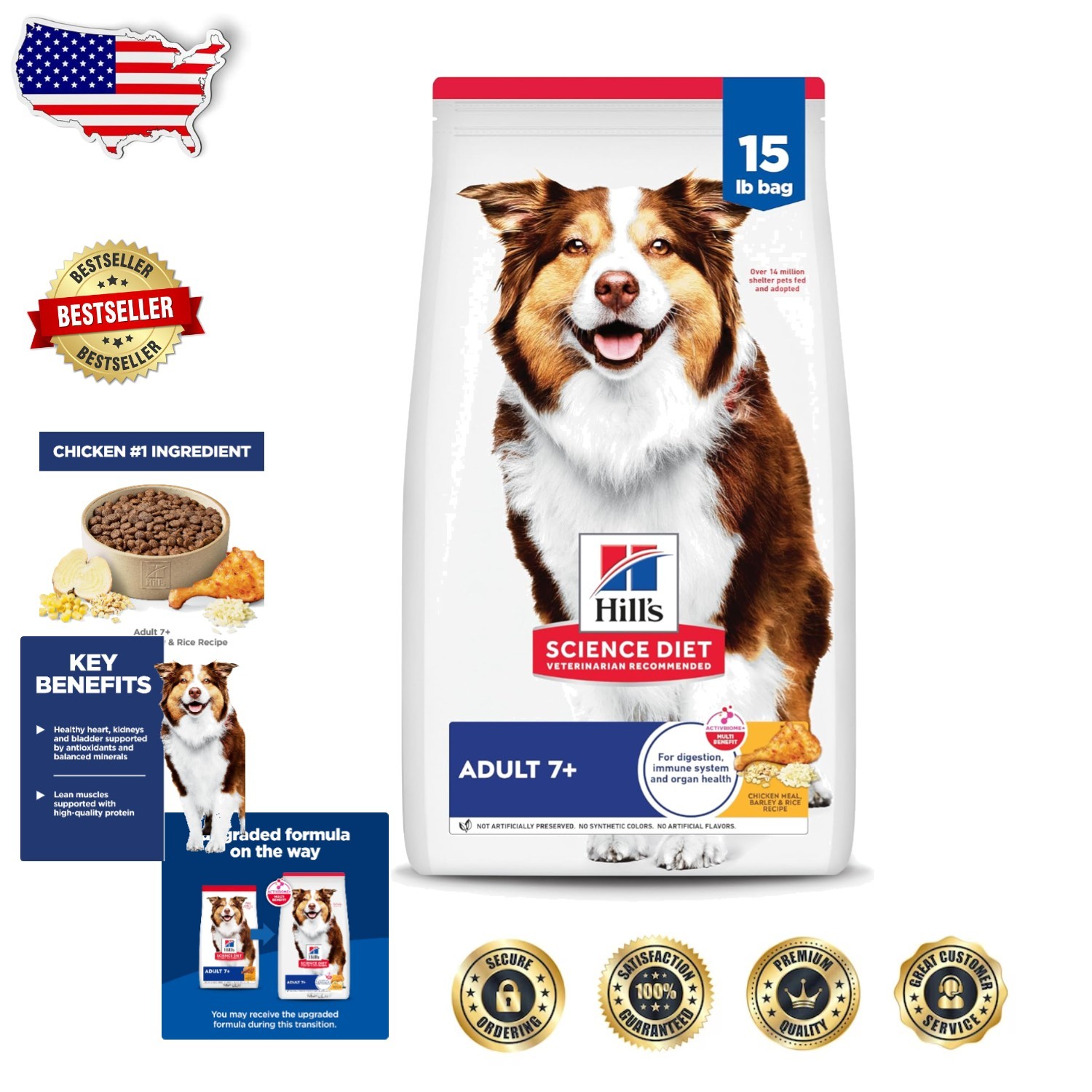 7+ Chicken Brown Rice 15lb  Nutrition Usa