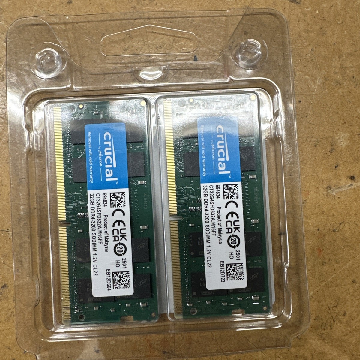 Buy Crucial 64GB Kit (2 x 32GB) DDR4-3200 SODIMM Memory online | eBay