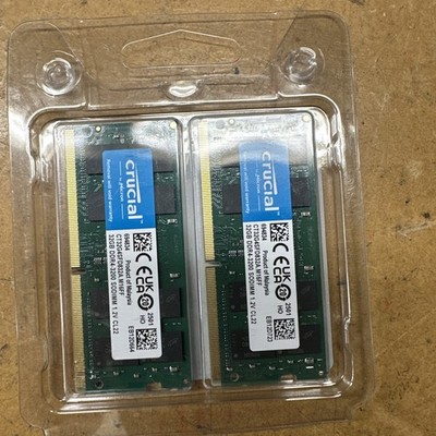 Buy Crucial 64GB Kit (2 x 32GB) DDR4-3200 SODIMM Memory online | eBay