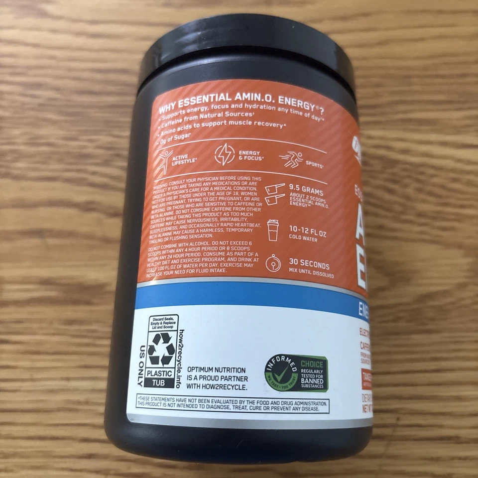 Optimum Nutrition Amino Energy 10,05 oz Tangerine Wave EXP 2027 Foto 2 de 3