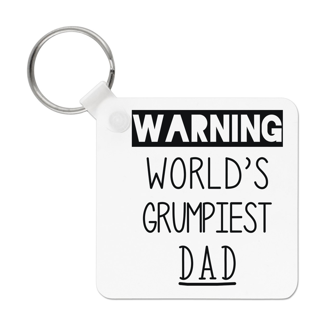 Warning World's Grumpiest Dad Keyring Key Chain Awesome Best Fathers Day Funny