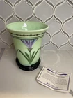 Rare Fenton Sea Green Floral Art Glass Vase. 6" Tall. Signed. Perfect Condition!