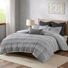 INK IVY Luxurious Cotton-Bedding Set - Mid Century Trendy Geometric Design, All