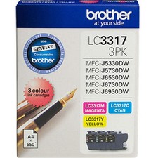 NEW Brother LC-3317 3Pk Ink Cartridge Value Pack Cyan/Magenta/Yellow Colours