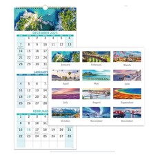 2026 Calendar, 3 Month Wall Calendar 2026 Vertical, 11" x 26" when opened , D...