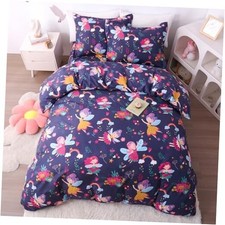 Floral Kids Duvet Cover Set Size, 3 Piece Girls Printed Microfiber Queen Fairy