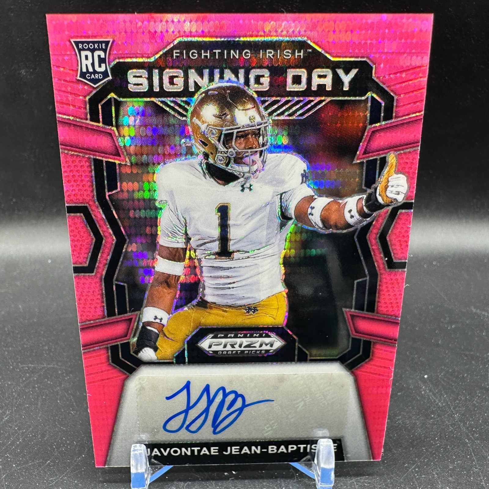 Javontae Jean-Baptiste Panini Prizm Draft Picks Signing Day #SDJJB Neon Pink Pulsar