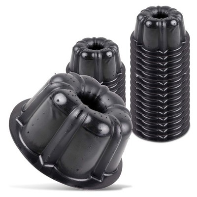 O Creme Bakeable Plastic Mini Cake Pan & Jello Mold Flan Pan, Black 