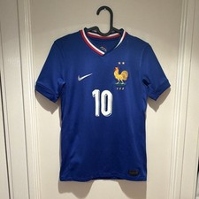 Nike France 10 Kylian Mbappe 2024 Dri-FIT Soccer Jersey Blue Unisex Kids M