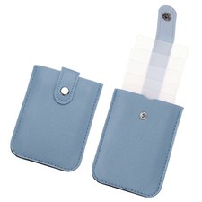 2Pcs Leather Slim Minimalist Wallet, Dark Blue