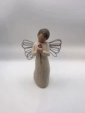 Willow Tree Loving Angel Figurine Susan Lordi 2002 Demdaco Holding Rose Retired