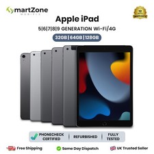 Apple iPad 9 8 7 6 Gen 32GB 64GB 128GB WiFi + 4G Unlocked Pristine Grade A++