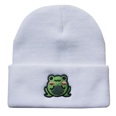 Cool Women Men Winter Warm Cute Knitted Beanie Cap Hat for Frog Embroidery For A
