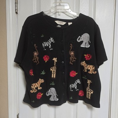 Bechamel women's black with animal embroidery size 1x