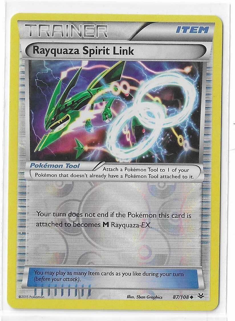 Rayquaza Spirit Link 87/108 Reverse Holo Roaring Skies XY Pokemon TCG Card LP