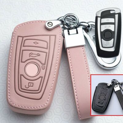 Genuine Leather Car Key Fob Case Cover Holder For Bmw 1 3 5 7 