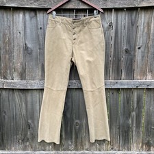 Vintage 90  s/Y2K Route 66 Suede Leather Button Fly Flare Pants size 10