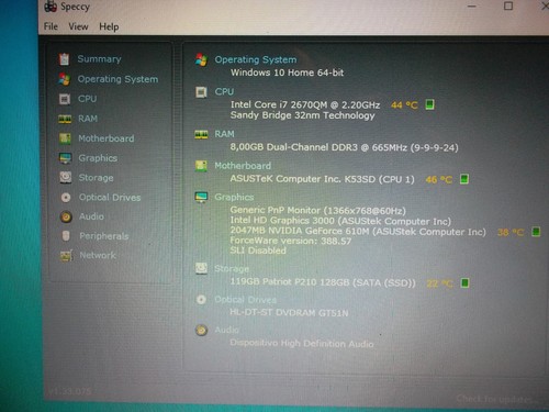 NOTEBOOK ASUS K53S CORE I7 8GB+120SSD+2GB VIDEO+WIN 10 - Foto 12 di 18