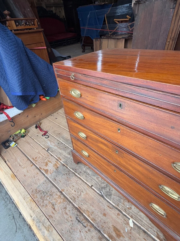 Antique chippendale Mahogany bachelors chest dresser drawers bracket ft 33 inch - Image 4 of 4