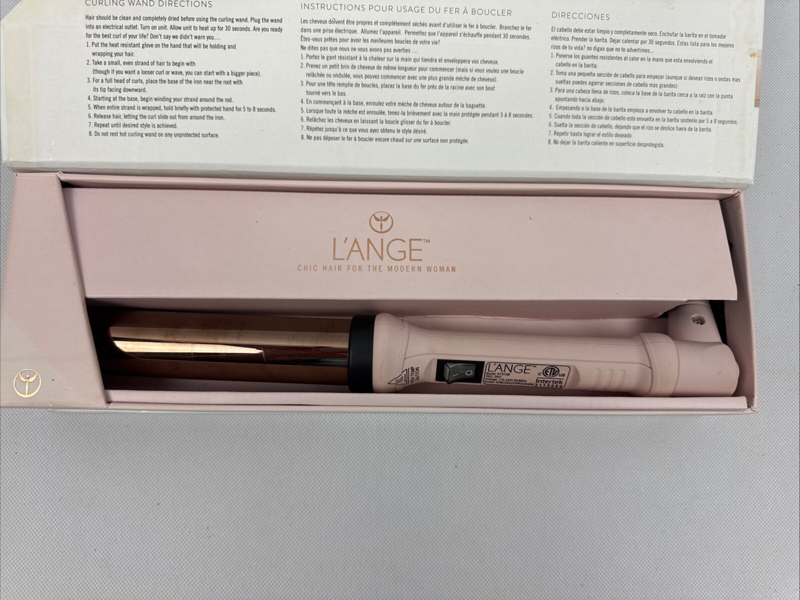 L'ANGE Ondule 25MM Titanium Curling Wand Iron 1” Blush Pink - FREE SHIPPING 