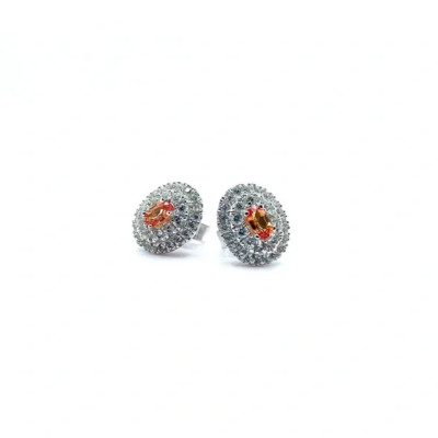 Colleen Lopez Sterlingsilber natürliche Padparadscha Saphir Heiligenschein Ohrstecker