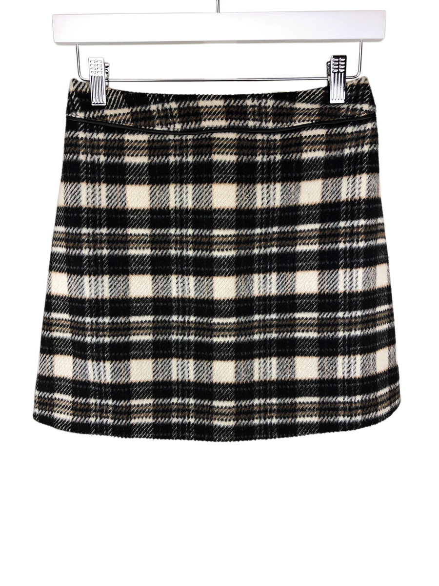 Abercrombie Fitch Women's Flannel Plaid Mini Skirt Creme Size